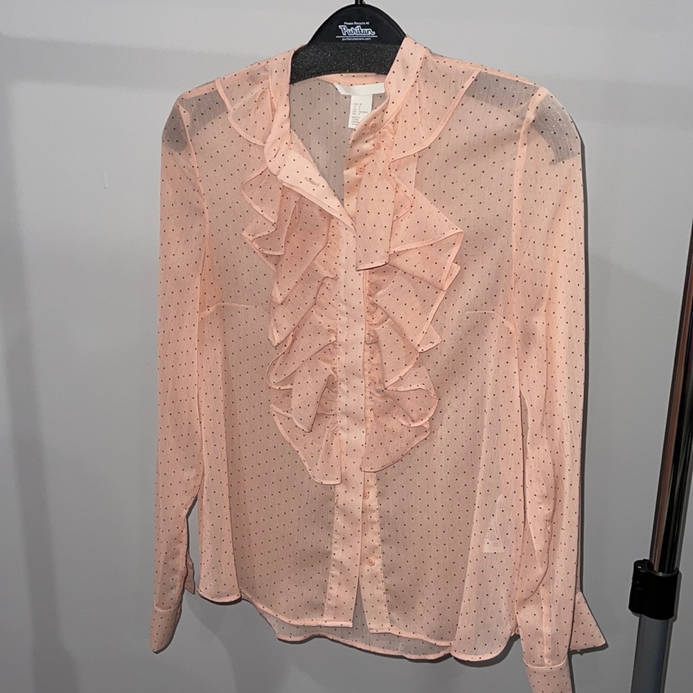 H&M Ruffled Collared Polka dotted Dress shirt